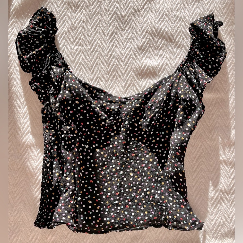 Reformation Lisbon multi color polka dot bustier soft top